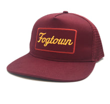 Load image into Gallery viewer, Fogtown - Script Trucker Hat (maroon)
