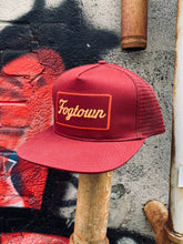 Load image into Gallery viewer, Fogtown - Script Trucker Hat (maroon)
